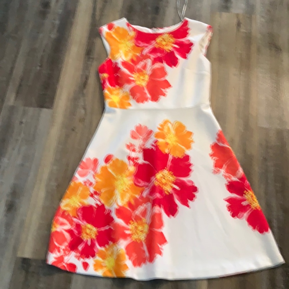 Ldress waisted orange white  gold